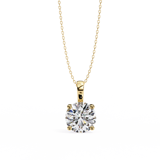 3.00 CT Cushion-Cut Lab-Grown Diamond Fleur-de-Lis Filigree Pendant Necklace in 14K Gold & Platinum