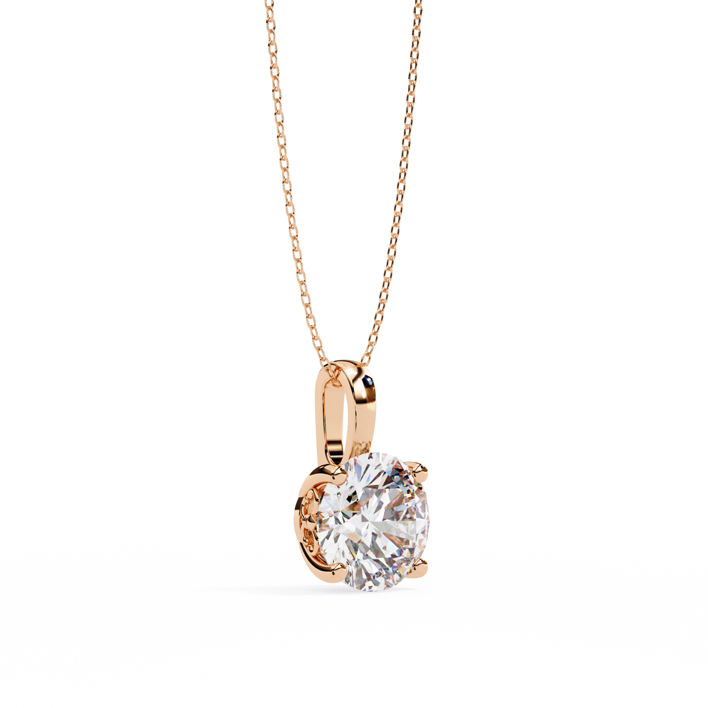 3.00 CT Cushion-Cut Lab-Grown Diamond Fleur-de-Lis Filigree Pendant Necklace in 14K Gold & Platinum