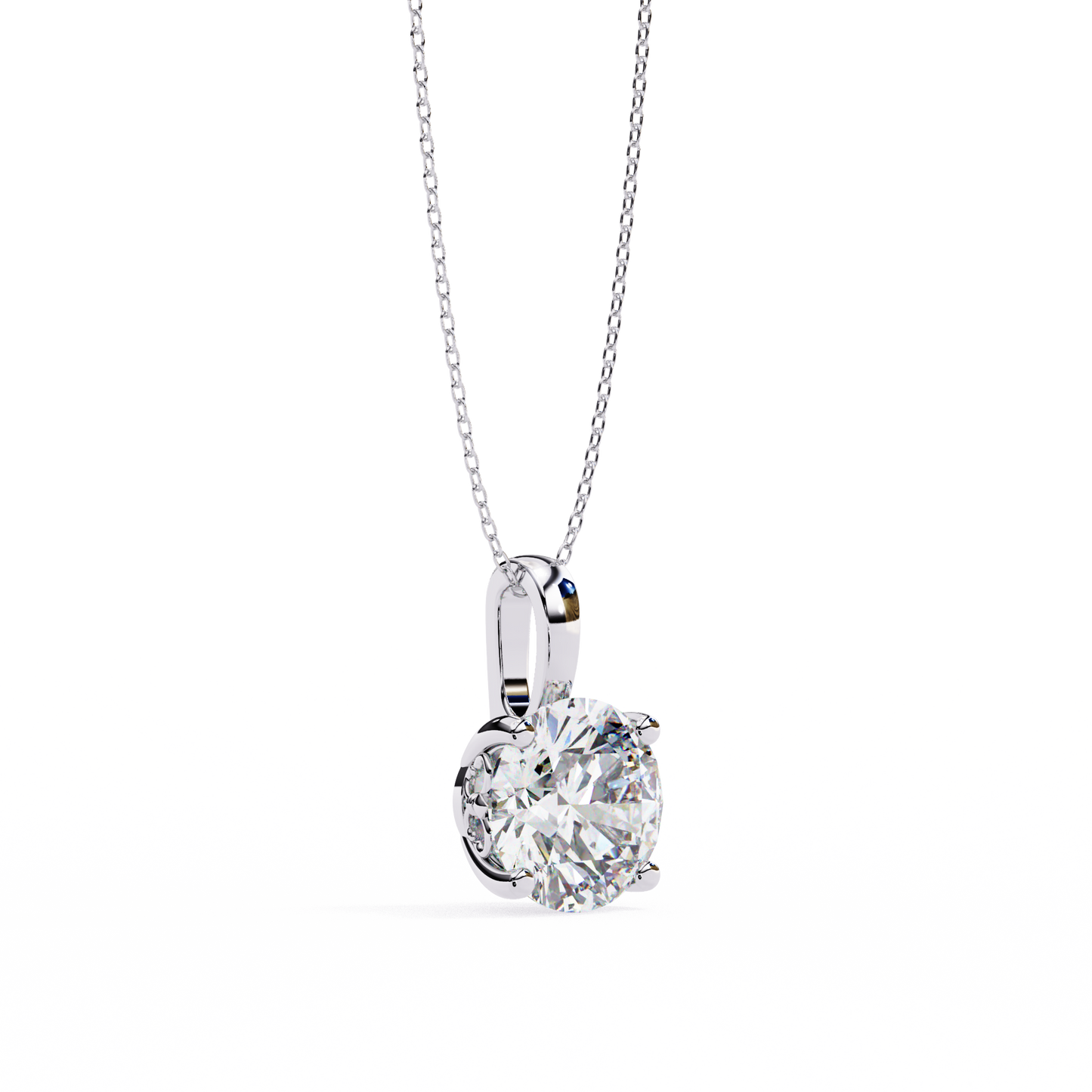 3.00 CT Cushion-Cut Lab-Grown Diamond Fleur-de-Lis Filigree Pendant Necklace in 14K Gold & Platinum