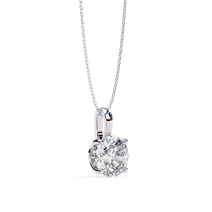 3.00 CT Cushion-Cut Lab-Grown Diamond Fleur-de-Lis Filigree Pendant Necklace in 14K Gold & Platinum