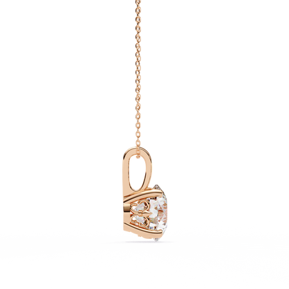 3.00 CT Cushion-Cut Lab-Grown Diamond Fleur-de-Lis Filigree Pendant Necklace in 14K Gold & Platinum