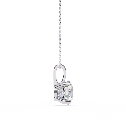 3.00 CT Cushion-Cut Lab-Grown Diamond Fleur-de-Lis Filigree Pendant Necklace in 14K Gold & Platinum