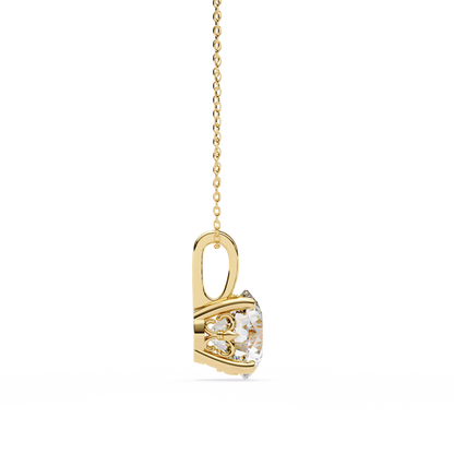 3.00 CT Cushion-Cut Lab-Grown Diamond Fleur-de-Lis Filigree Pendant Necklace in 14K Gold & Platinum