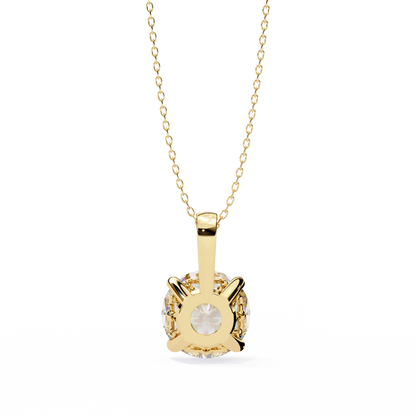 3.00 CT Cushion-Cut Lab-Grown Diamond Fleur-de-Lis Filigree Pendant Necklace in 14K Gold & Platinum