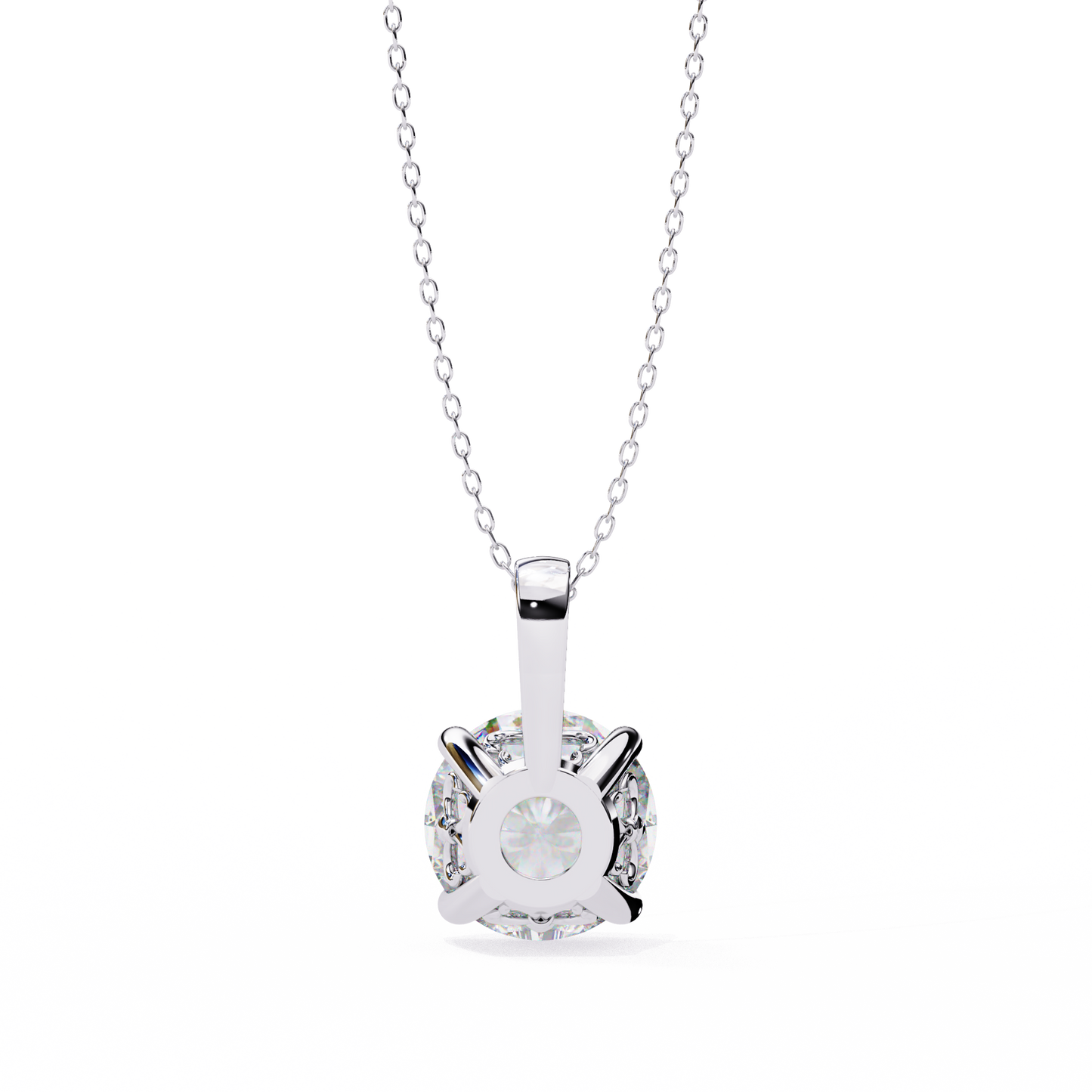 3.00 CT Cushion-Cut Lab-Grown Diamond Fleur-de-Lis Filigree Pendant Necklace in 14K Gold & Platinum
