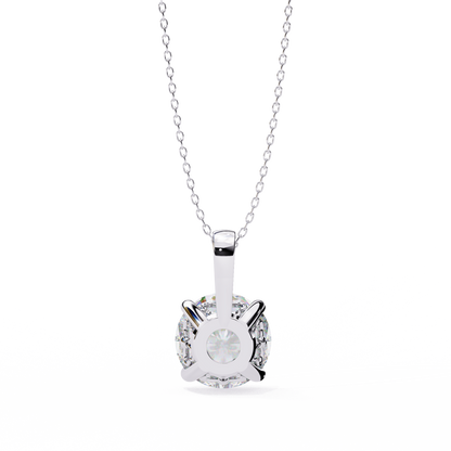 3.00 CT Cushion-Cut Lab-Grown Diamond Fleur-de-Lis Filigree Pendant Necklace in 14K Gold & Platinum