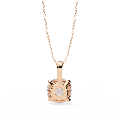 3.00 CT Cushion-Cut Lab-Grown Diamond Fleur-de-Lis Filigree Pendant Necklace in 14K Gold & Platinum