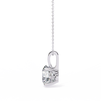 3.00 CT Cushion-Cut Lab-Grown Diamond Fleur-de-Lis Filigree Pendant Necklace in 14K Gold & Platinum