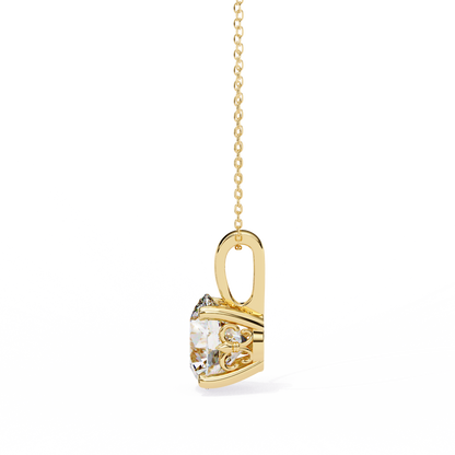 3.00 CT Cushion-Cut Lab-Grown Diamond Fleur-de-Lis Filigree Pendant Necklace in 14K Gold & Platinum