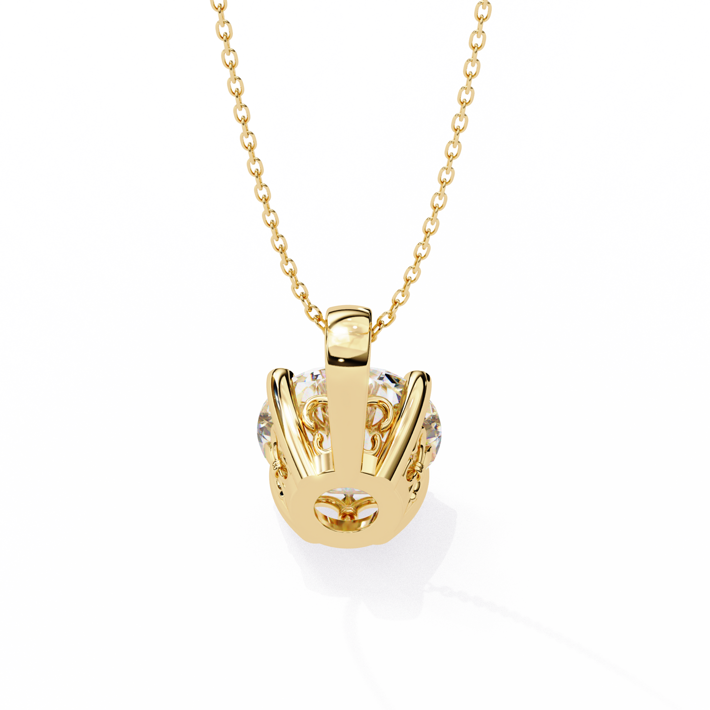 3.00 CT Cushion-Cut Lab-Grown Diamond Fleur-de-Lis Filigree Pendant Necklace in 14K Gold & Platinum