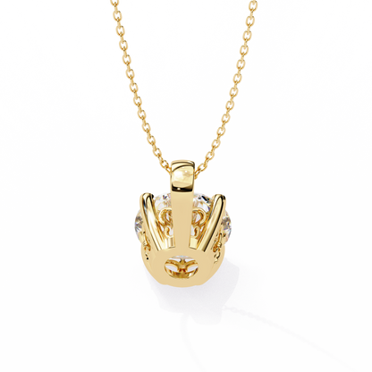 3.00 CT Cushion-Cut Lab-Grown Diamond Fleur-de-Lis Filigree Pendant Necklace in 14K Gold & Platinum
