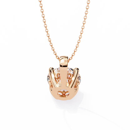 3.00 CT Cushion-Cut Lab-Grown Diamond Fleur-de-Lis Filigree Pendant Necklace in 14K Gold & Platinum