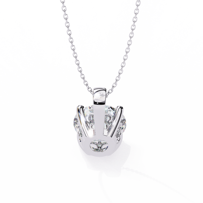 3.00 CT Cushion-Cut Lab-Grown Diamond Fleur-de-Lis Filigree Pendant Necklace in 14K Gold & Platinum