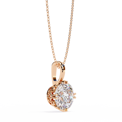 1.80 CT Round Lab-Grown Diamond Vintage Filigree Pendant Necklace in 14K Gold & Platinum