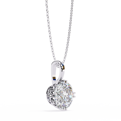 1.80 CT Round Lab-Grown Diamond Vintage Filigree Pendant Necklace in 14K Gold & Platinum