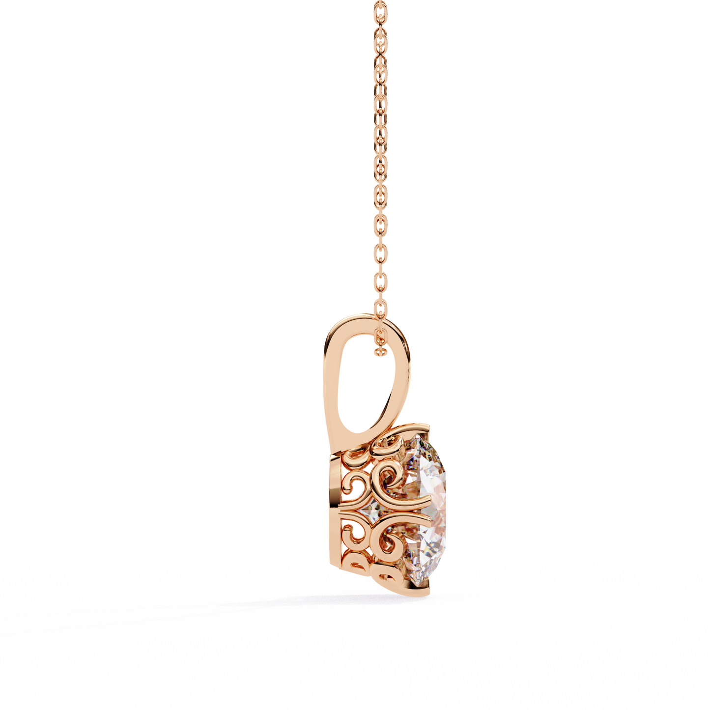 1.80 CT Round Lab-Grown Diamond Vintage Filigree Pendant Necklace in 14K Gold & Platinum
