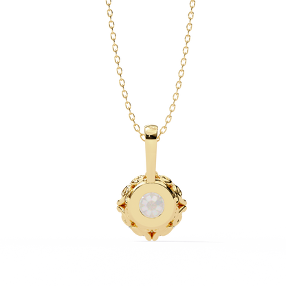 1.80 CT Round Lab-Grown Diamond Vintage Filigree Pendant Necklace in 14K Gold & Platinum