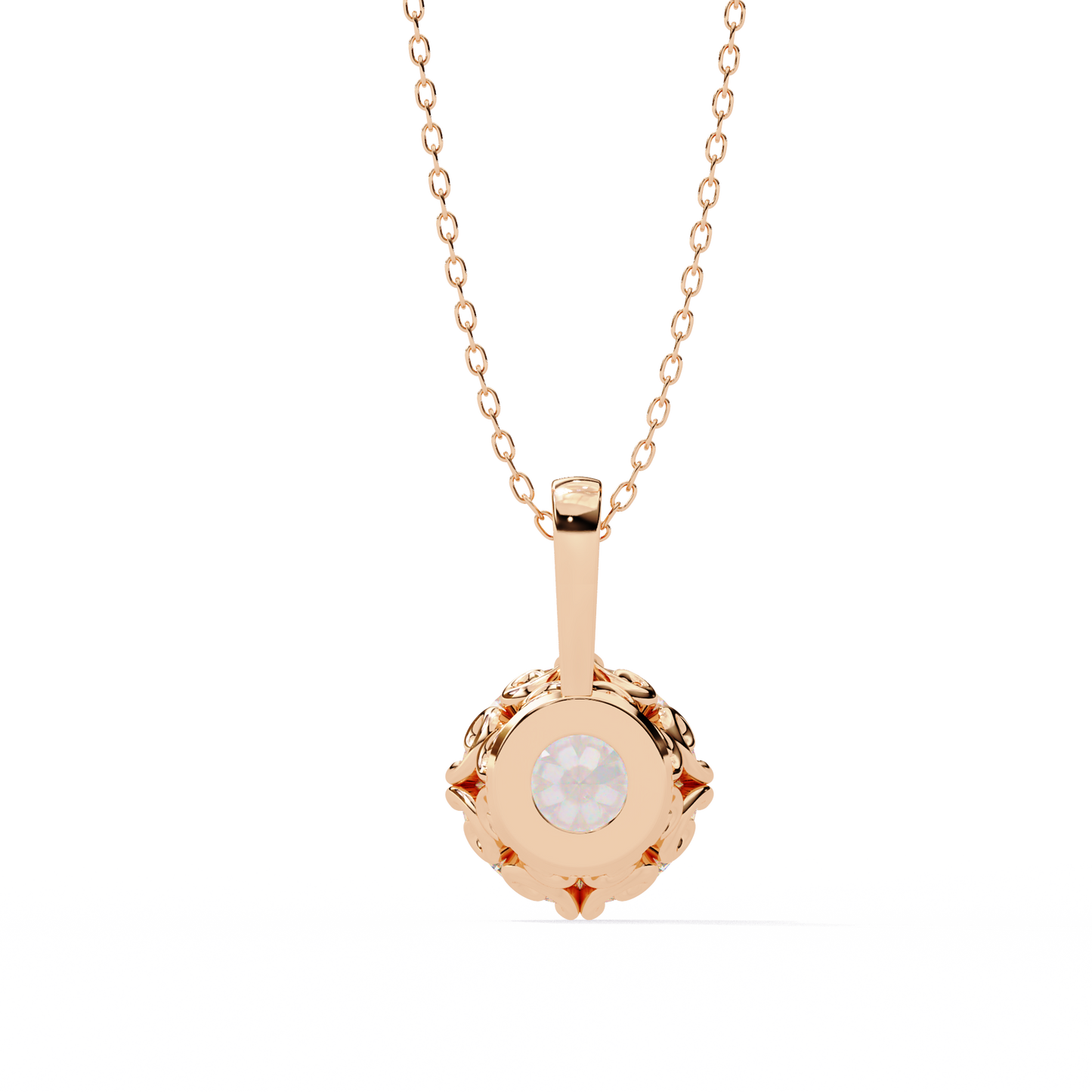 1.80 CT Round Lab-Grown Diamond Vintage Filigree Pendant Necklace in 14K Gold & Platinum