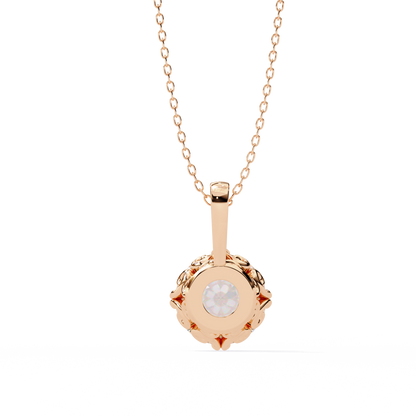 1.80 CT Round Lab-Grown Diamond Vintage Filigree Pendant Necklace in 14K Gold & Platinum