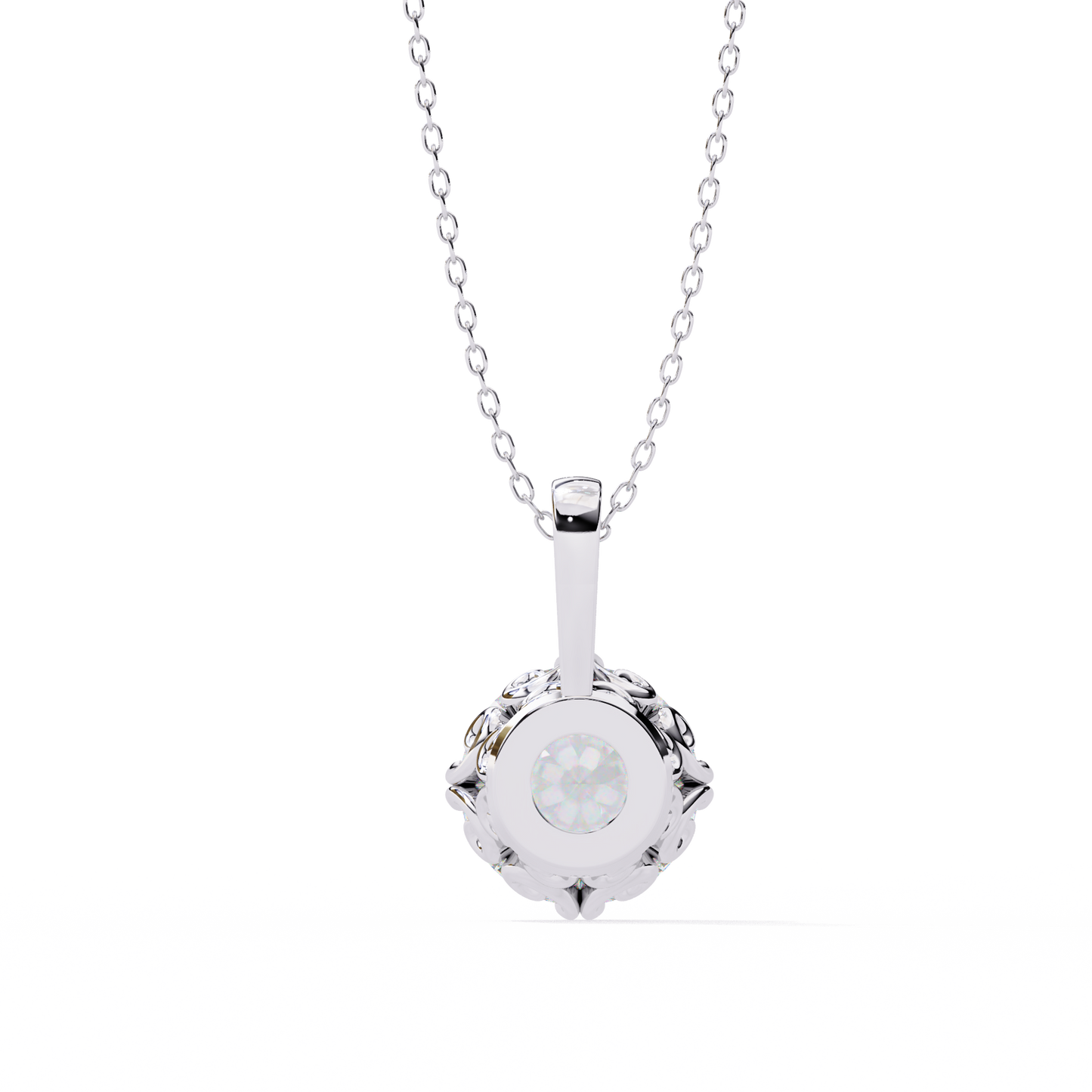 1.80 CT Round Lab-Grown Diamond Vintage Filigree Pendant Necklace in 14K Gold & Platinum