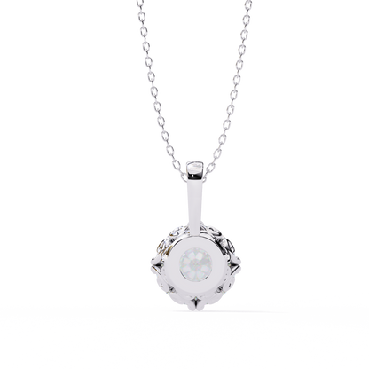 1.80 CT Round Lab-Grown Diamond Vintage Filigree Pendant Necklace in 14K Gold & Platinum