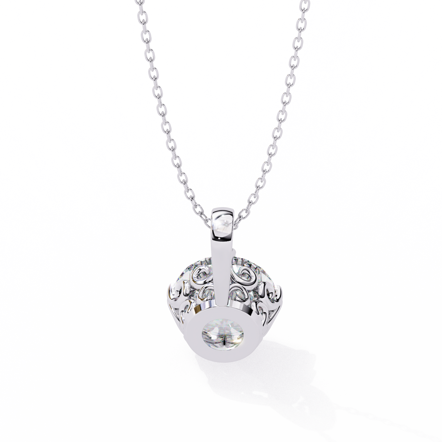 1.80 CT Round Lab-Grown Diamond Vintage Filigree Pendant Necklace in 14K Gold & Platinum