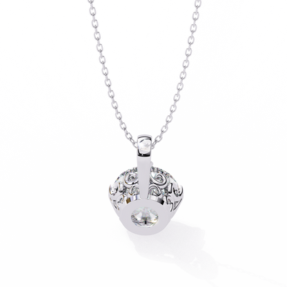 1.80 CT Round Lab-Grown Diamond Vintage Filigree Pendant Necklace in 14K Gold & Platinum