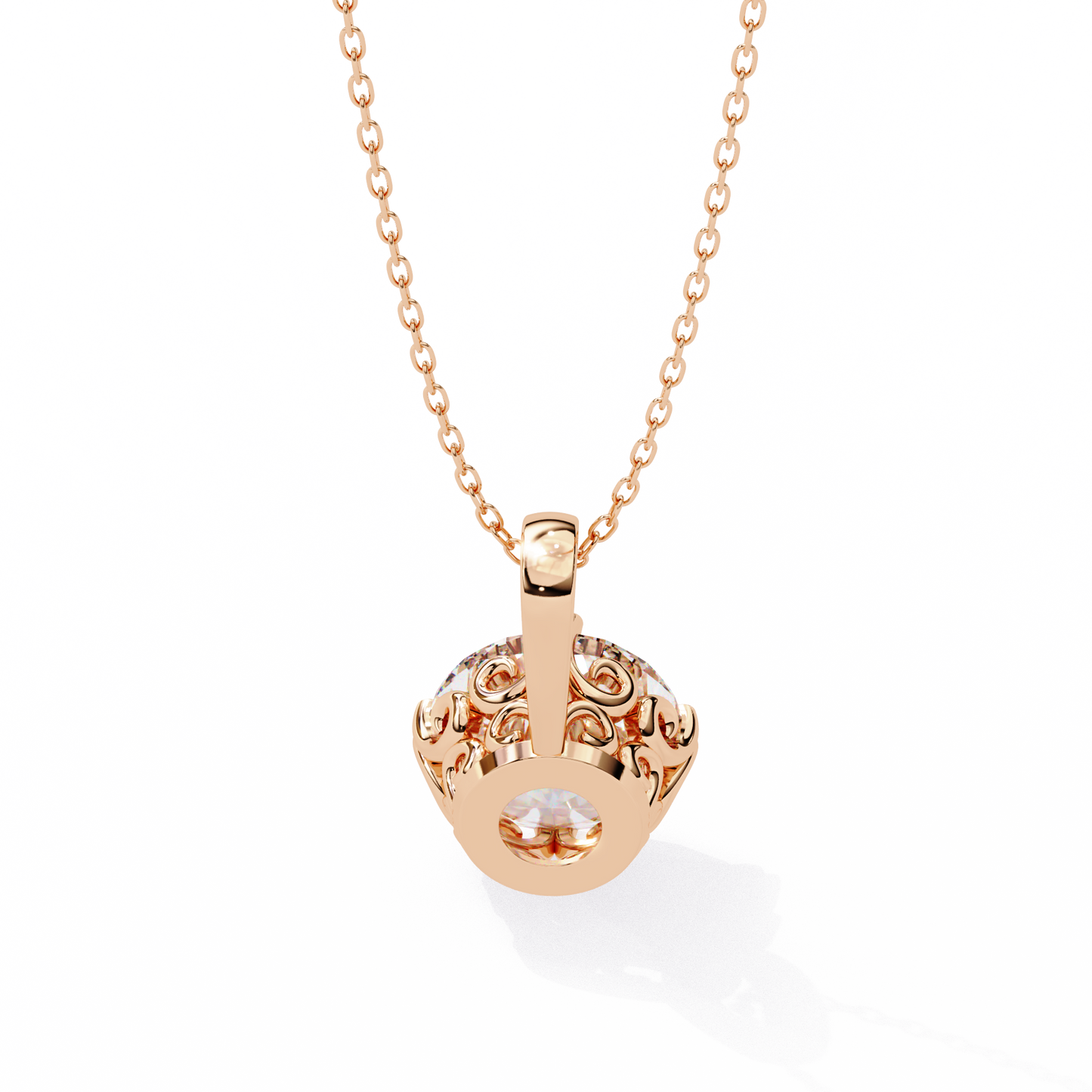 1.80 CT Round Lab-Grown Diamond Vintage Filigree Pendant Necklace in 14K Gold & Platinum