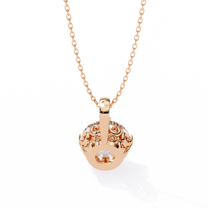1.80 CT Round Lab-Grown Diamond Vintage Filigree Pendant Necklace in 14K Gold & Platinum