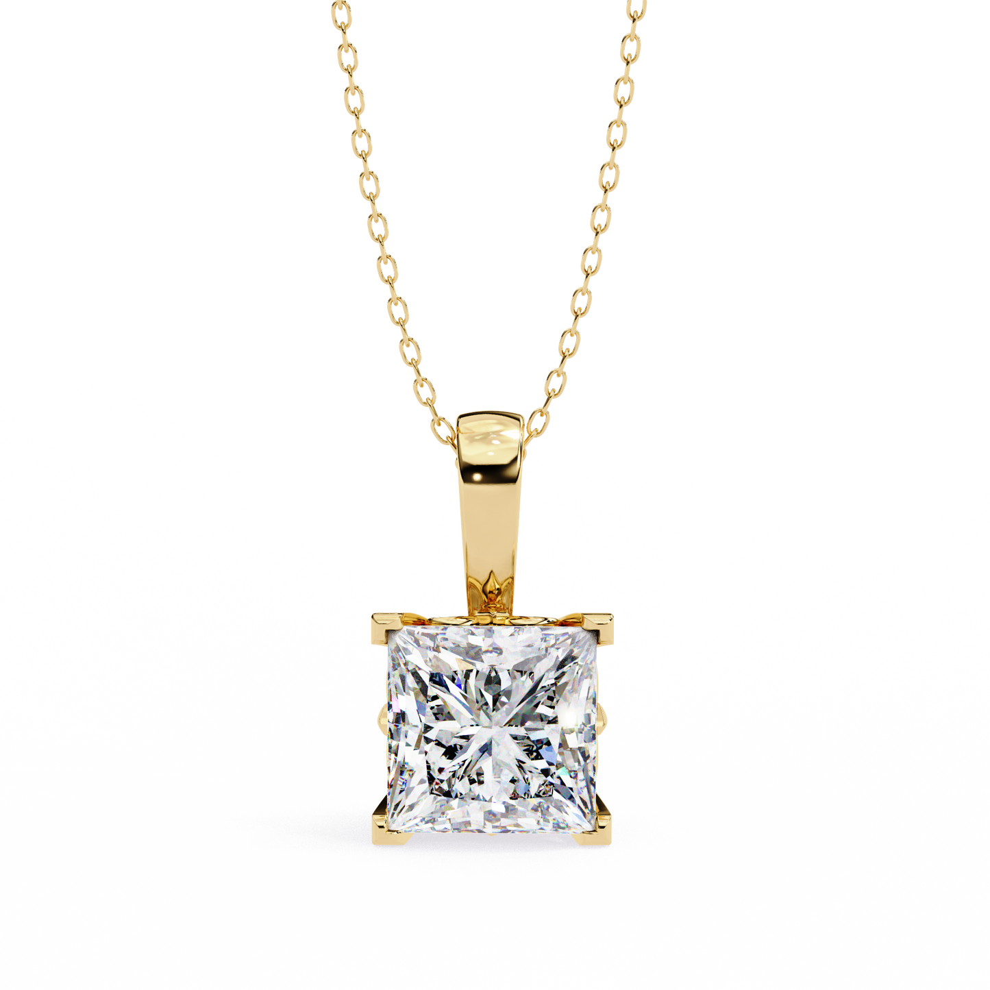 2.60 CT Princess-Cut Lab-Grown Diamond Filigree Pendant Necklace in 14K Gold & Platinum