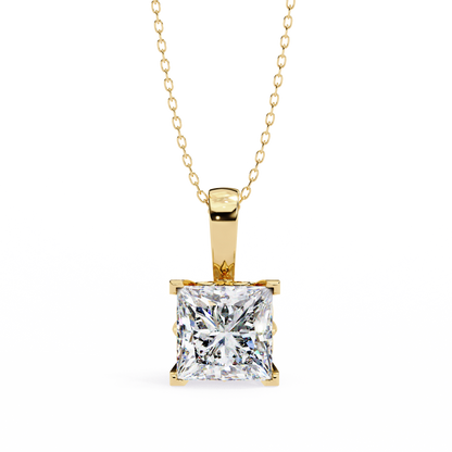 2.60 CT Princess-Cut Lab-Grown Diamond Filigree Pendant Necklace in 14K Gold & Platinum