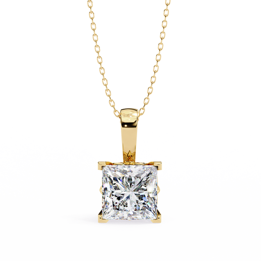 2.60 CT Princess-Cut Lab-Grown Diamond Filigree Pendant Necklace in 14K Gold & Platinum