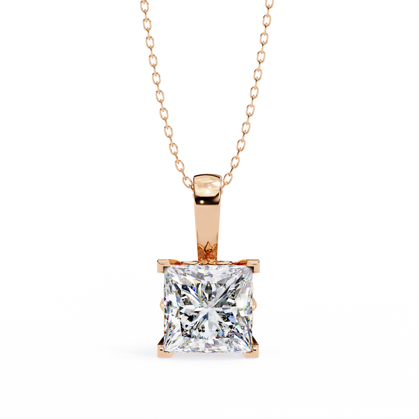 2.60 CT Princess-Cut Lab-Grown Diamond Filigree Pendant Necklace in 14K Gold & Platinum