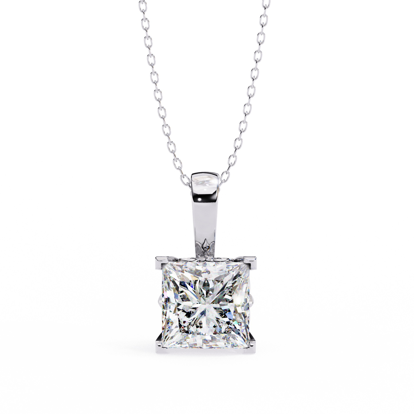 2.60 CT Princess-Cut Lab-Grown Diamond Filigree Pendant Necklace in 14K Gold & Platinum