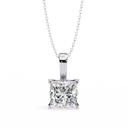 2.60 CT Princess-Cut Lab-Grown Diamond Filigree Pendant Necklace in 14K Gold & Platinum
