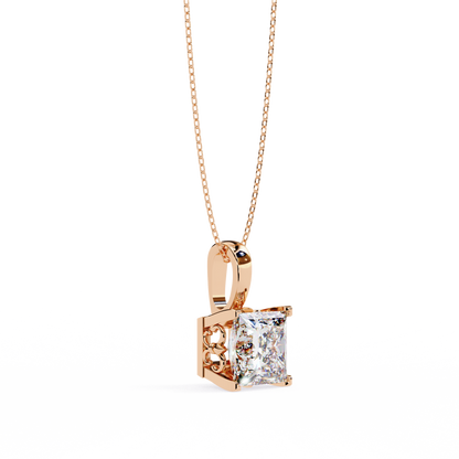 2.60 CT Princess-Cut Lab-Grown Diamond Filigree Pendant Necklace in 14K Gold & Platinum