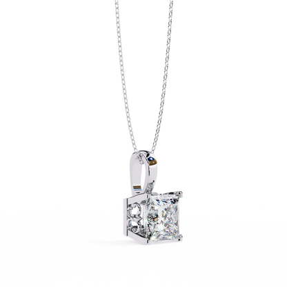 2.60 CT Princess-Cut Lab-Grown Diamond Filigree Pendant Necklace in 14K Gold & Platinum