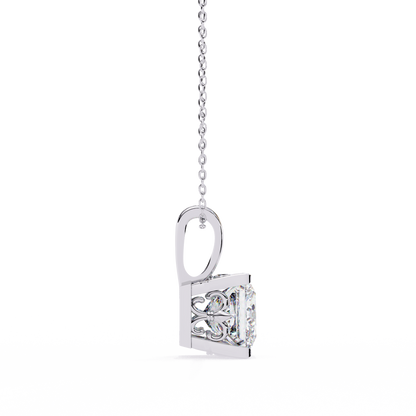 2.60 CT Princess-Cut Lab-Grown Diamond Filigree Pendant Necklace in 14K Gold & Platinum