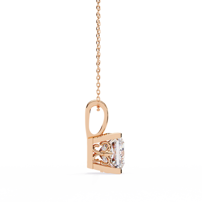 2.60 CT Princess-Cut Lab-Grown Diamond Filigree Pendant Necklace in 14K Gold & Platinum