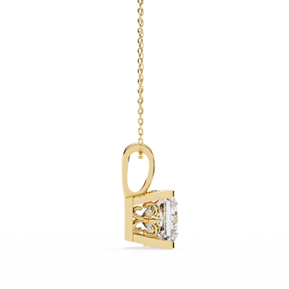2.60 CT Princess-Cut Lab-Grown Diamond Filigree Pendant Necklace in 14K Gold & Platinum
