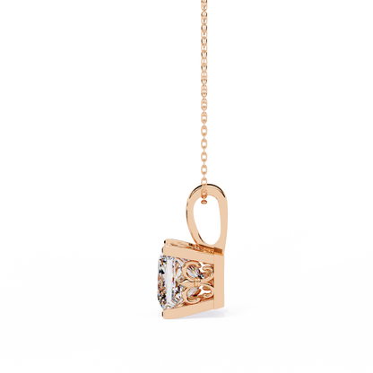 2.60 CT Princess-Cut Lab-Grown Diamond Filigree Pendant Necklace in 14K Gold & Platinum