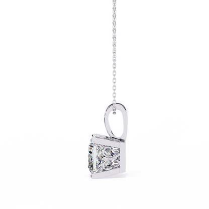 2.60 CT Princess-Cut Lab-Grown Diamond Filigree Pendant Necklace in 14K Gold & Platinum