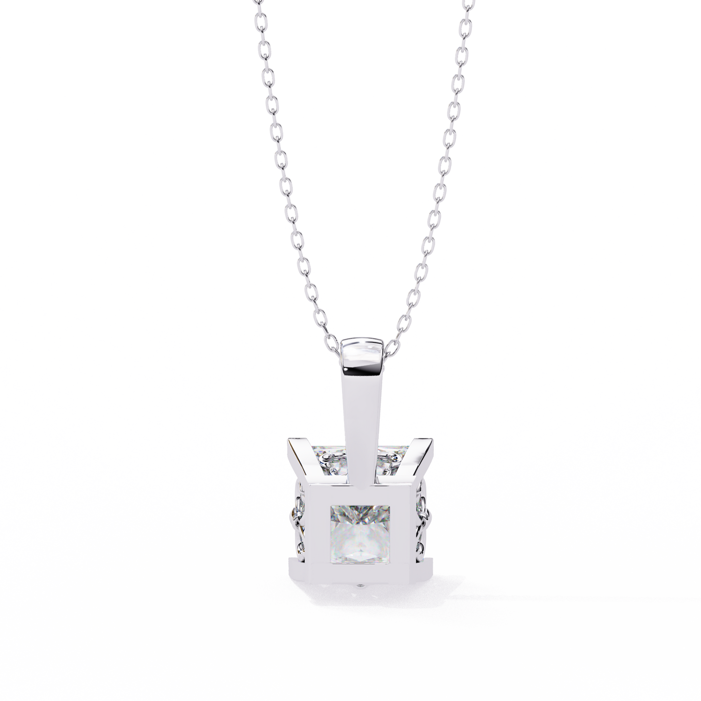 2.60 CT Princess-Cut Lab-Grown Diamond Filigree Pendant Necklace in 14K Gold & Platinum