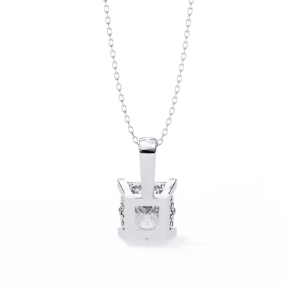 2.60 CT Princess-Cut Lab-Grown Diamond Filigree Pendant Necklace in 14K Gold & Platinum