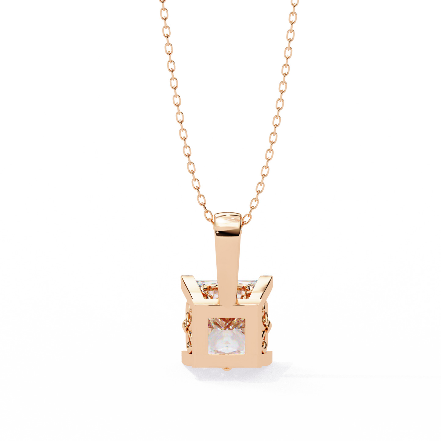 2.60 CT Princess-Cut Lab-Grown Diamond Filigree Pendant Necklace in 14K Gold & Platinum
