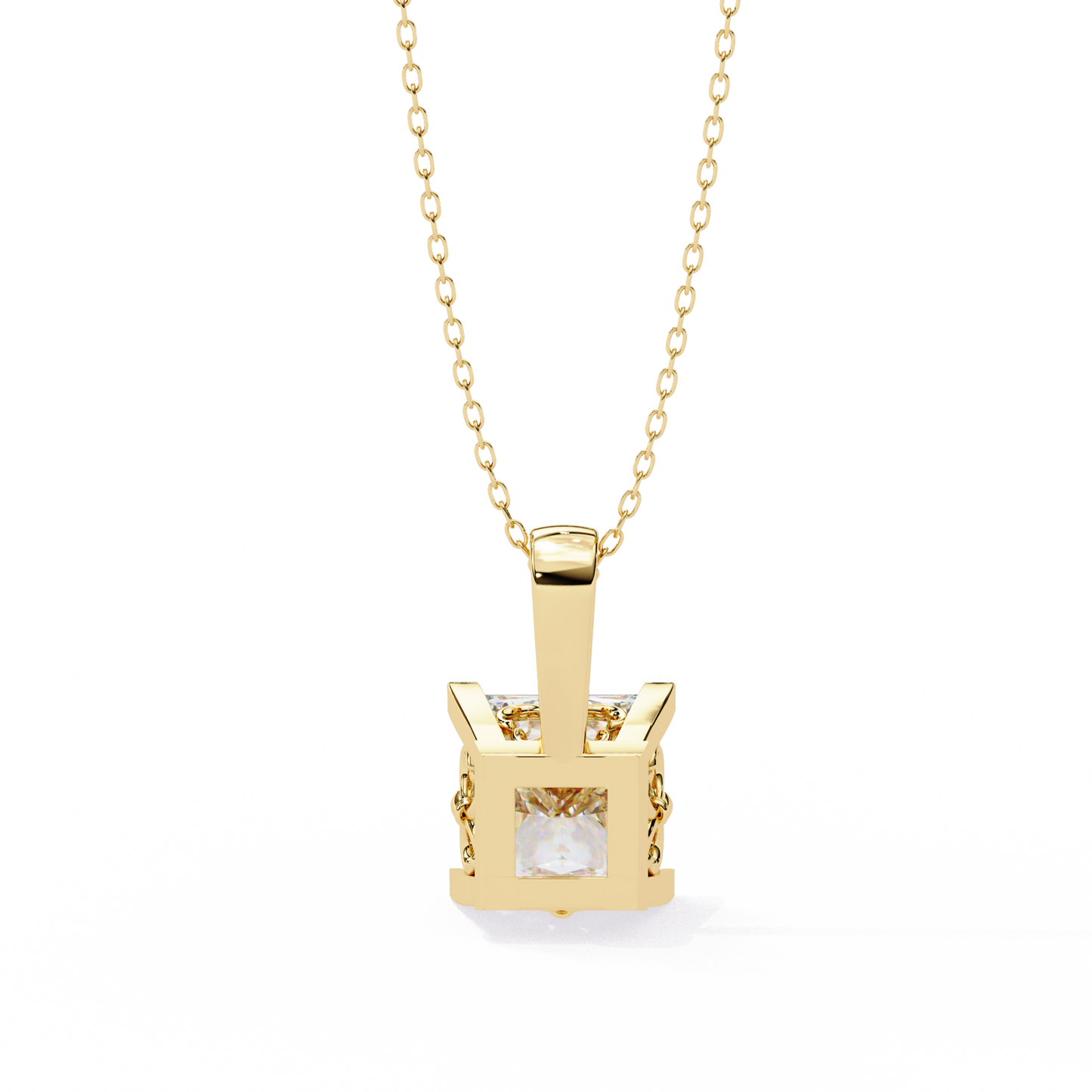 2.60 CT Princess-Cut Lab-Grown Diamond Filigree Pendant Necklace in 14K Gold & Platinum