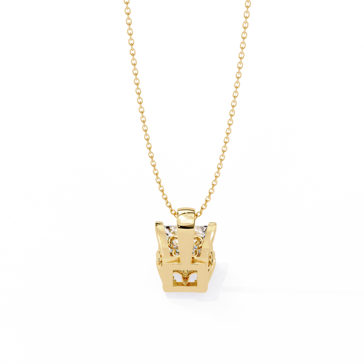 2.60 CT Princess-Cut Lab-Grown Diamond Filigree Pendant Necklace in 14K Gold & Platinum
