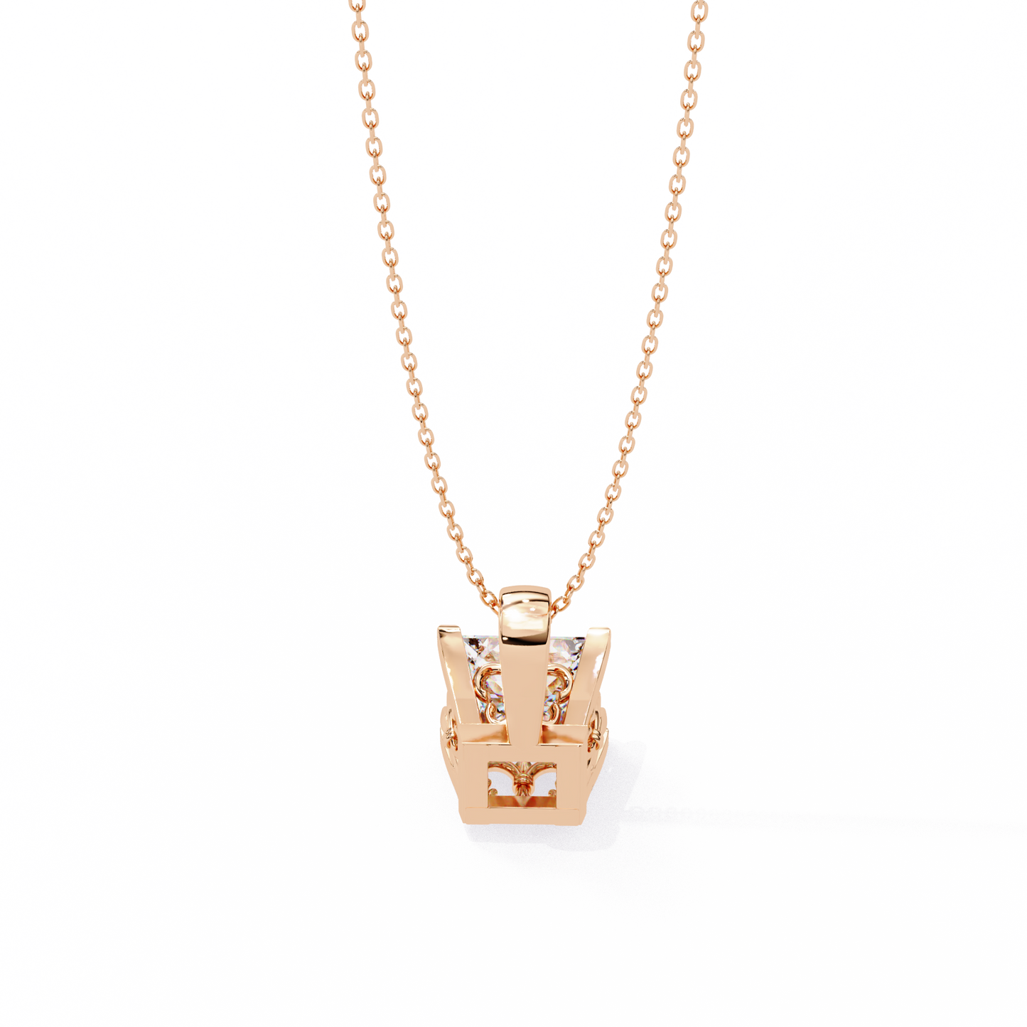 2.60 CT Princess-Cut Lab-Grown Diamond Filigree Pendant Necklace in 14K Gold & Platinum