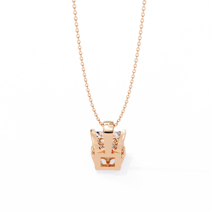 2.60 CT Princess-Cut Lab-Grown Diamond Filigree Pendant Necklace in 14K Gold & Platinum