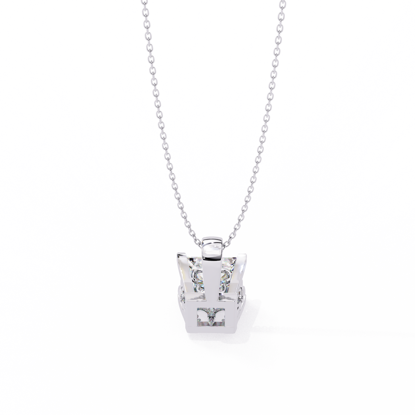 2.60 CT Princess-Cut Lab-Grown Diamond Filigree Pendant Necklace in 14K Gold & Platinum